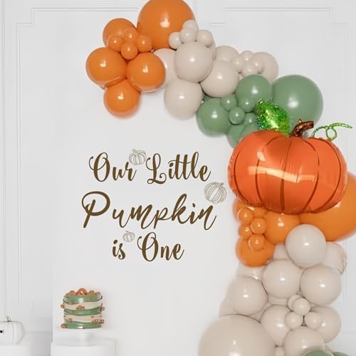 Our Little Pumpkin is One Decal - Little Pumpkin 1st Birthday Decorations Decal, Fall Halloween First Birthday Decor, My First Thanksgiving Birthday Decor Sticker for Backdrop, Balloon Arch