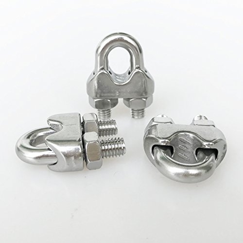 Heverp 12Pcs M6 1/4 Inches Stainless Steel Wire Rope Cable Clip Clamp thumb #2