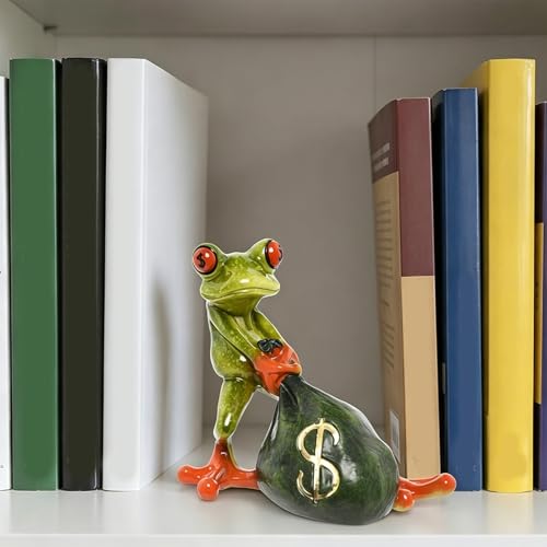 Statue de grenouille décorative en résine pour étagère et table de nuit