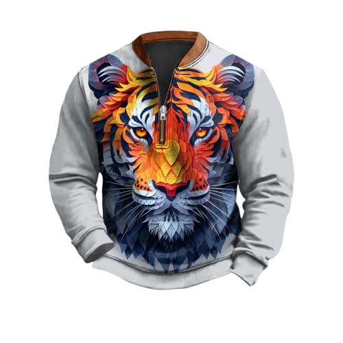 MARSVOVO Graphic Hoodies For Men Cool Patterns Long Sleeve Loose Fall Crewneck Sweatshirt Baggy Quarter Zip Pullover Men