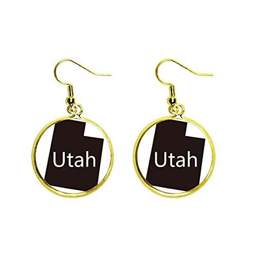 Mapa de Utah pendientes colgantes dorados de gota para mujer