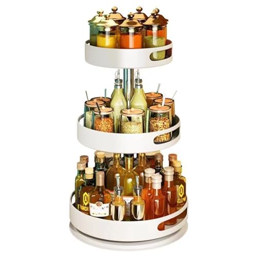 Étagère à épices rotative en métal réglable Lazy Susan pour cuisine, salle de bain, chambre à coucher – Solution de rangement multifonctionnelle