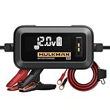 Hulkman Sigma 5, 5A Car Battery Trickle Charger, 12V and 6V Smart Charger, LiFePO4 and Lead-Acid Battery Automotive Maintainer with 3.2-in LED Display for Automobile, Motorcycle, ATV