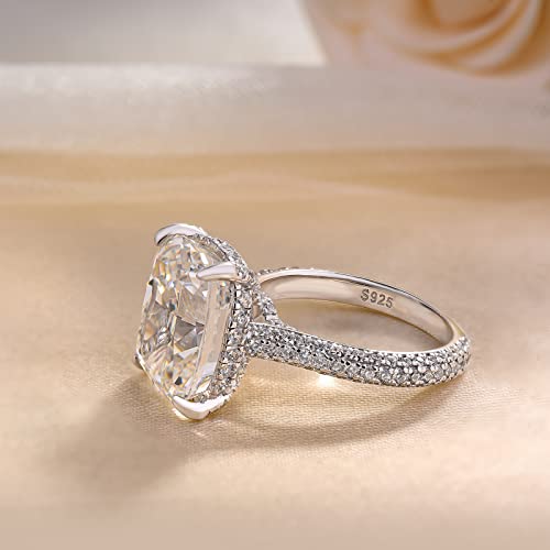 Rodiffy 5Ct Cushion Cut Engagement Ring For Women,G-White Color,Simulated Diamond Ring,18K White Gold Plated Silver Promise Ring #TOP2
