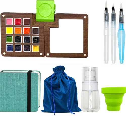 Mini Travel Watercolor Set,Portable Painting Kit with 15 Watercolor Paint Palette,Pocket Mini Watercolor Paint Set for Outdoor Travel Sketching,Beginners, Hobbyists & Artists Painters-Ideal Gift by Generic - Used condition - US$15.71
