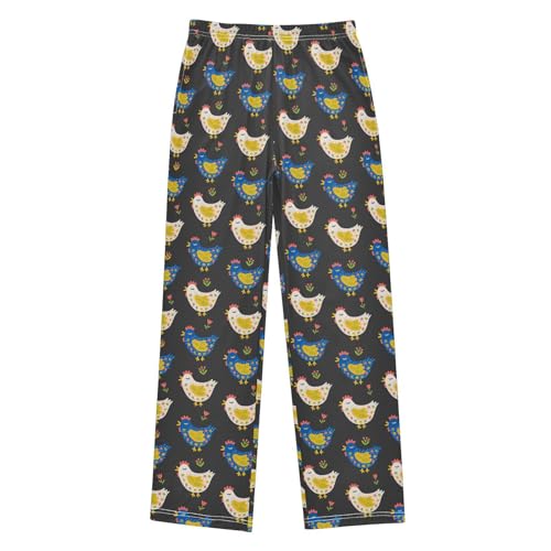 ZZXXB Cock with Flower Boys Long Pants Soft Trousers Elastic Waist Kids Lounge Bottoms with Pockets S-XL