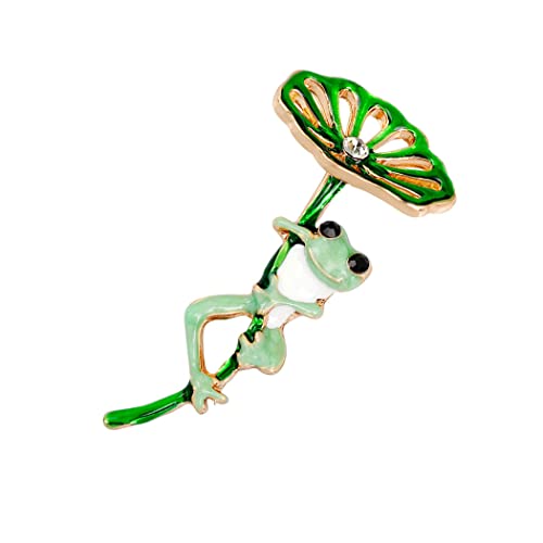 Image of Lotus and Frog Brooch Pendant Pin Broach Ladies Badges for Wedding Dress Jewelry Women Small Gift Fine Craftsmanship Fashion Book