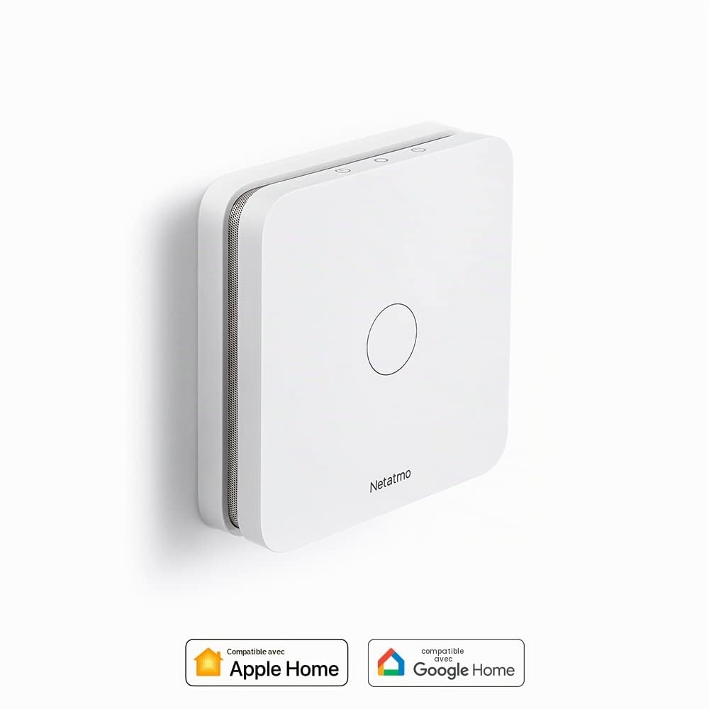 Netatmo - Détecteur De Monoxyde De Carbone Intelligent, Wi-FI, Autonomie De 10 Ans, Alarme De 85 DB, Certifications en 50291 E Nf, Nco-It, ‎Audible, Blanc, ‎10 x 2,3 x 10 cm, 390 grammes