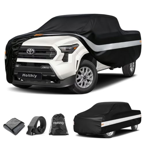 Image of 10 Layers Truck Cover Waterproof All Weather Custom Fit Toyota Tacoma(1995-2026) Xtra /Access /Double Cab Short Bed, Outdoor Full Exterior Pickup Car Cover Sun Rain Snow Ice Protection. Black