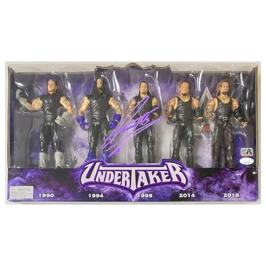WWE Wrestling Network Spotlight ActionFigure 5Pk Undertaker Signed JSA WIT231501 - Wrestling Figurines