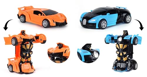 Image of Amazon Brand - Jam & Honey Transforming Action Figure Car | Robot to Car Transforming Toy | Dash to Transform | Ideal for Kids & Collectors | Pack of 2