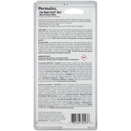 Image of Permatex 34423 Right Stuff 1 Minute Red High Temperature Gasket Maker, 3 oz