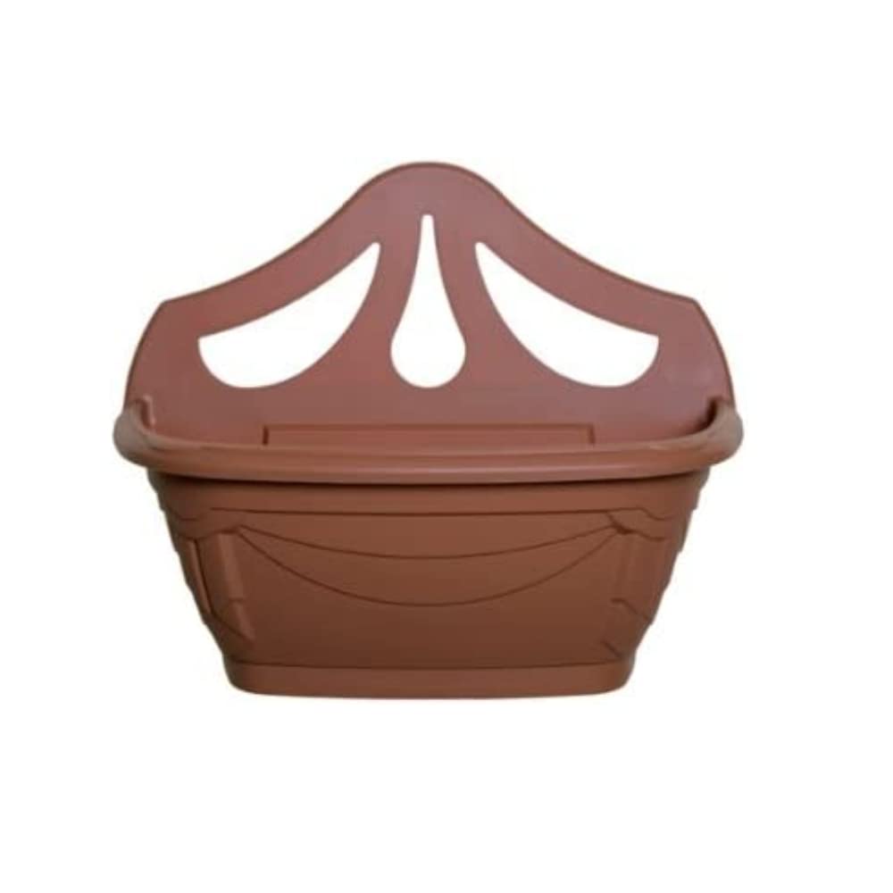 PHG Stylish Wall Flower Planters | Elegant Outdoor Plastic Planters | Unique Balcony Garden Planters | Garden Wall Planters | Half Barrel Wall Pots | Flower Basket (Single Pack, Terracotta)