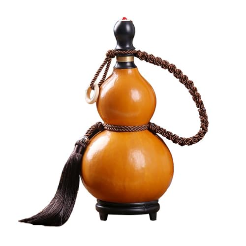 HGRYNDRO Botella De Agua De Calabaza, Calabaza De Vino Natural Antifugas, Botella De Agua Portátil For Exteriores, Adorno De Calabaza For Decoración del Hogar(17.6oz/500ML)
