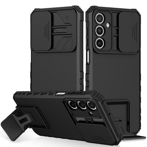 Image of Back Cover Case for Samsung Galaxy A25 5G | Sliding Camera Shield | Stereoscopic Stand | 360 Protection Mobile Phone Case Cover for Samsung Galaxy A 25 / A25 5G | PC, Black Back Cover