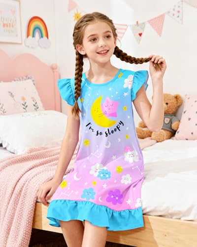 Image of Sylfairy Girls Nightgowns, Unicorn Nightgown Princess Pajama Dresses for Girls Sleepwear Nightie