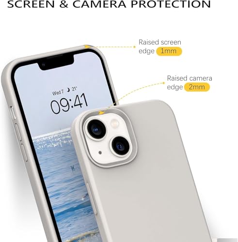Image of DIZORO Compatible with iPhone 13 Case /iPhone 14 Liquid Silicone Case, Full Body Protective Cover, Shockproof, Slim Phone Case, Anti-Scratch Soft Microfiber Lining,(6.1 inch - Neo Stone)