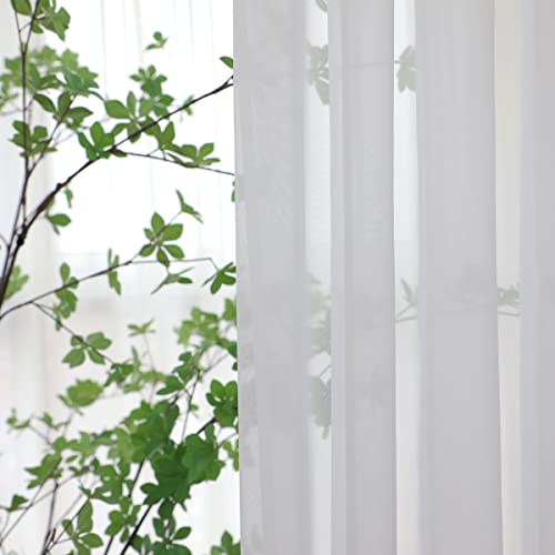 Image of Window Ivory Sheer Curtains 120 Inches Long 2 Panels Sheer Curtain Basic Rod Pocket Panel for Bedroom Children Living Room Yard Kitchen (Ivory, 52 inch W x 120 inch L | 2 pcs)