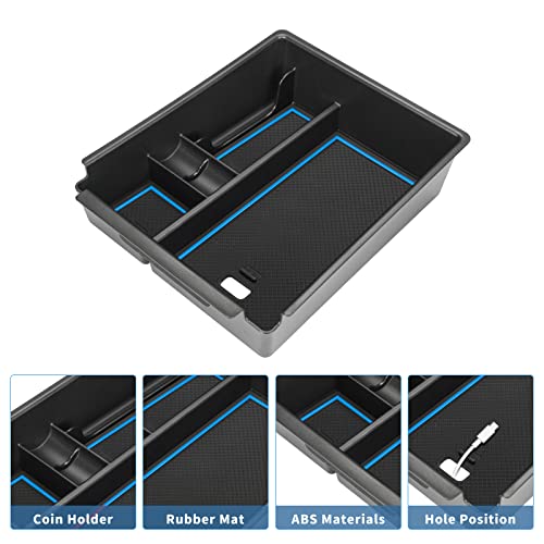 POSAID Center Console Organizer for 2022 2023 2024 Hyundai Santa Cruz Center Console Armrest Tray for 2022 Hyundai Tucson NX4 Storage Box Insert Tray with Coin Holder, Blue Trim