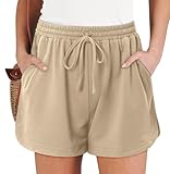 Angerella Womens Shorts with Pockets Summer Fashion Casual Shorts for Women Comfy Elastic Waist Lightweight Loose Short Pants Apricot L