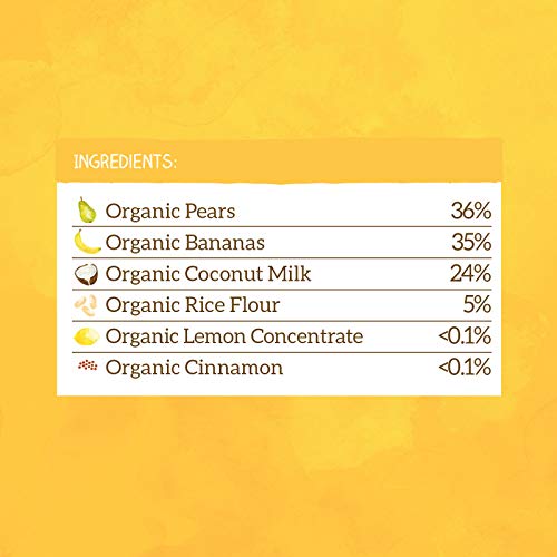 Piccolo Organic - Baby Food - 4 Months+ Pear, Banana, Coconut Milk & Baby Rice Puree - Pack of 5 x 100g - Stage 1 Baby Food Pouches - Gluten Free & Dairy Free