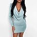 ZBYY Women's Long Sleeve Elegant Sexy Bodycon Ruched Mini Cocktail Dress Wrap Front Casual Basic Fitted Short Dress