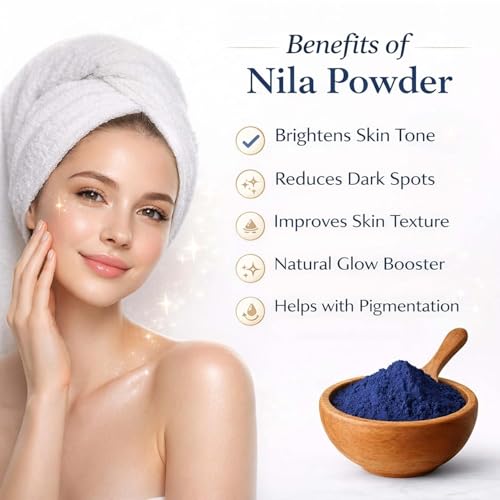 Image of Moroccan Nila Powder For Face - 100% Natural Blue Powder for Skin Brightening, Tan Removal & Detox | Traditional Moroccan Hammam Beauty Treatment For Face & Body Care (50g + 50g (Nila + Serbian))
