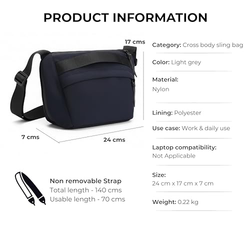 Image of Waterproof Nylon Small Waist Bag for Men & Women | Convertible Crossbody Shoulder Bag with Adjustable Strap, 3 Pockets & Inner Divider | Stylish Travel Fanny Pack for Outdoor, Gym. (Dark Blue)