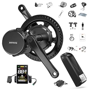 BAFANG Midmotor 250W 36V BBS01B Elektrische fiets conversie set met SWM58 Meertalige E-bike display Inclusief Optionele 36V E-bike batterij 68mm kettingslager Mountainbikes racefietsen pendel fietsen
