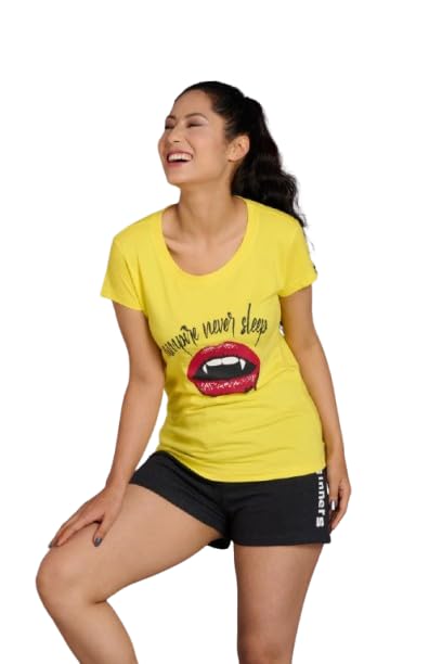 Image of Go Devil Women's Casual Printed Round Neck Oversized Stylish T Shirt
