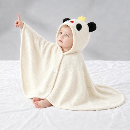 Image of Baby Hooded Towels with Animal Design, Soft & Absorbent Bath Towel with Hood for Newborn Babies Infant Toddler Kids Boy and Girl Essentials 32x49Inch (Panda)