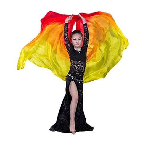 Image of Aumulen 8mm Girls Hand-Made Belly Dance Silk Scarf Veils Gradual Colors