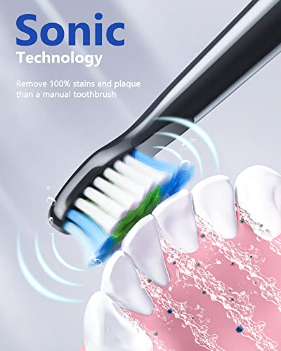 Dnsly Ultrasonic Electric Toothbrush For Adults , Battery Electric Toothbrushes , 8 Sonic Toothbrush Heads , 5 Modes With Smart Timer , 2 Hours Charge For 30 Days Use #TOP3