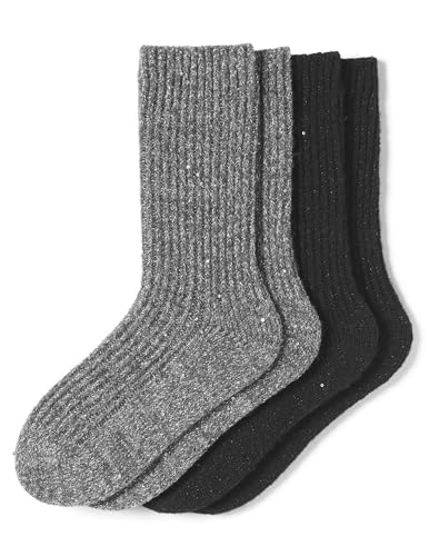 Image of HUE womens Fashion Crew Sock Packs - Textured Dot Socks, Sequin Soft Rib Crew Sock, Shimmer Socks