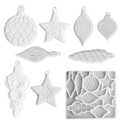 ALEFBET Silikonformen Gießformen Weihnachten, Silikonform Weihnachten Anhänger, Silikon Gießform Anhänger, Gipsformen zum Gießen, Epoxidharz Formen zur Herstellung von Weihnachtsdekorationen