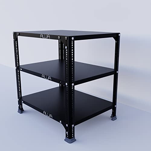 Image of ALIJA️ Slotted Angle Metal Rack (2 x 2 x 1.5 Ft. / 24 x 23 x 18 Inch) with 3 Shelves (Black, 24 Gauge Shelves, 18 Gauge Angle)