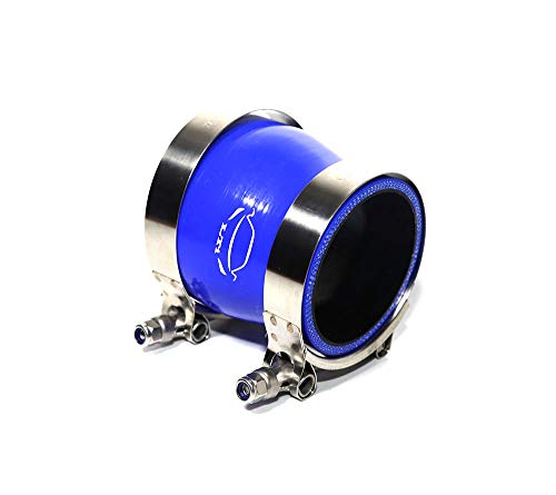 Lti Universal 4-Ply Reinforced High Performance 2.75"-3" Id Straight Reducer Silicone Hose Coupler + 304 Stainless Steel T Bolt Clamp (2.75"-3", Blue) #TOP3