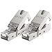 Produktbild deleyCON 2x CAT 6a Werkzeugloser RJ45 Netzwerkstecker mit LSA Anschluss für Starre Verlegekabel Geschirmt 10Gbit/s LAN Kabel Netzwerkkabel Stecker CAT6a Metallgehäuse