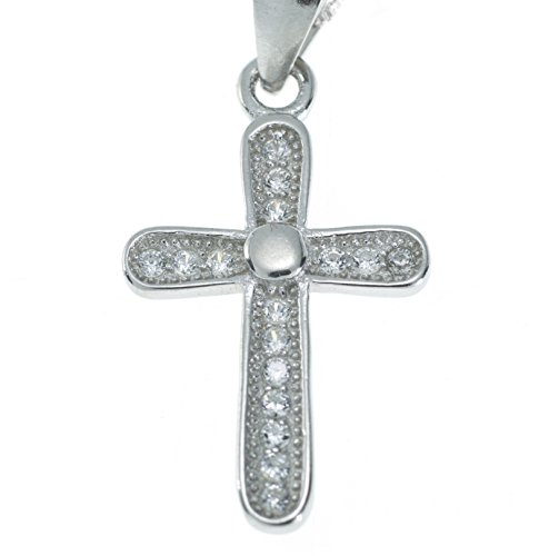 Collier croix chrétienne en argent et cristal pour homme et femme