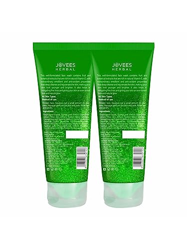 Image of Jovees Herbal Grape Face Wash With Grape Seed & Orange Peel Extracts | For Brighter & Glowing Skin | Reduces Uneven Skin Tone & Fine Lines | For All Skin Types 120 ML (Pack of 2)
