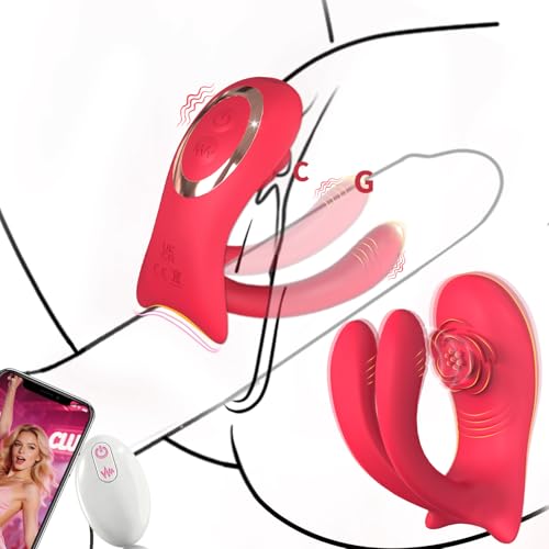 Image of Rose Sex Toy Wearable Panty Vibrator, Vibrating Strap On Double Dildo, APP Remote Control Women Couples Mini Vibrator, Hands Free Clit Finger G Spot Penis Vibrator, BDSM Female Adult Sex Toys Games