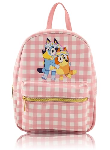 Fast Forward Minimochila Bluey para crianças e adultos | Bolsa de couro sintético de 25,4 cm | Bolsa de viagem infantil, pequena para escola, viagens ou uso diário | A partir de 3 anos