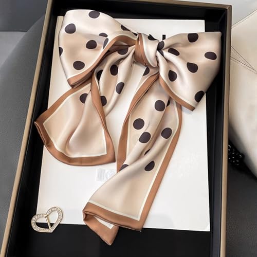 Alexis Leroy 59" x 5.9" Silk Scarf for Women Silky Satin Head Wrap Neck Scarf Hair & Bag Accessory Gift Packed4