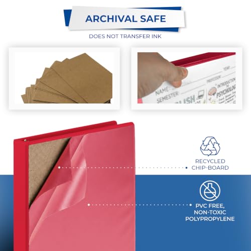 Image of Samsill Durable 1 inch 3 Ring Binder, D Ring Binder, 100% Recycled Chipboard, Red, 12 Pack