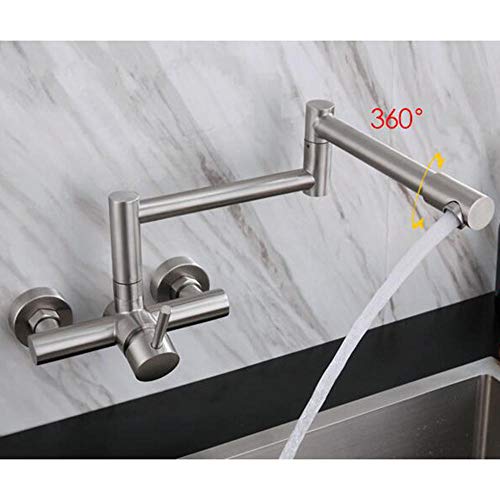 Robinet de cuisine mural en acier inoxydable brossé au design épuré durable - 5