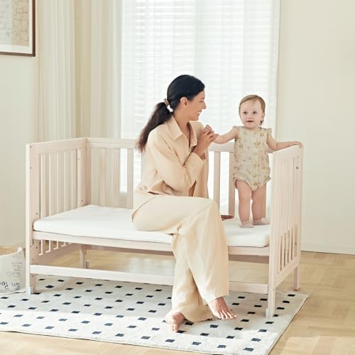 image for MAMAZING EvoNest Baby Crib, 6 in 1 Convertible Mini Crib with Wheels, 