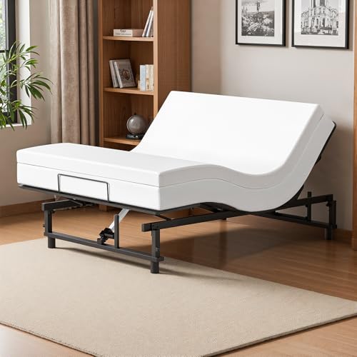 Queen Adjustable Bed Base with Wireless Remote, Quiet Motor (<45 dB), Sturdy Steel Frame, Head & Foot Lift, Zero Gravity, Anti-Snore, Easy Assembly