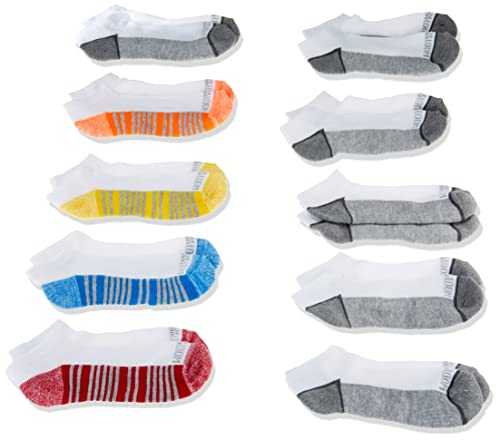 Fruit of the Loom Little Durable Cushioned Comfort No Show Socks, Multi-Colored, Boy's Shoe Size: 9-11