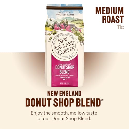 Image of New England Coffee Donut Shop Blend Medium Roast Ground Coffee, 18oz Bag (Pack of 4)