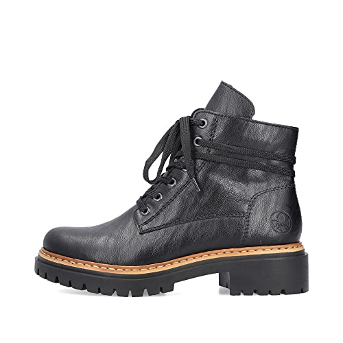 Rieker Damen Schnürstiefeletten 72603, Frauen Stiefeletten,schnürboots,übergangsschuhe,Boots,Stiefel,Bootee,Booties,schwarz (00),42 EU / 8 UK